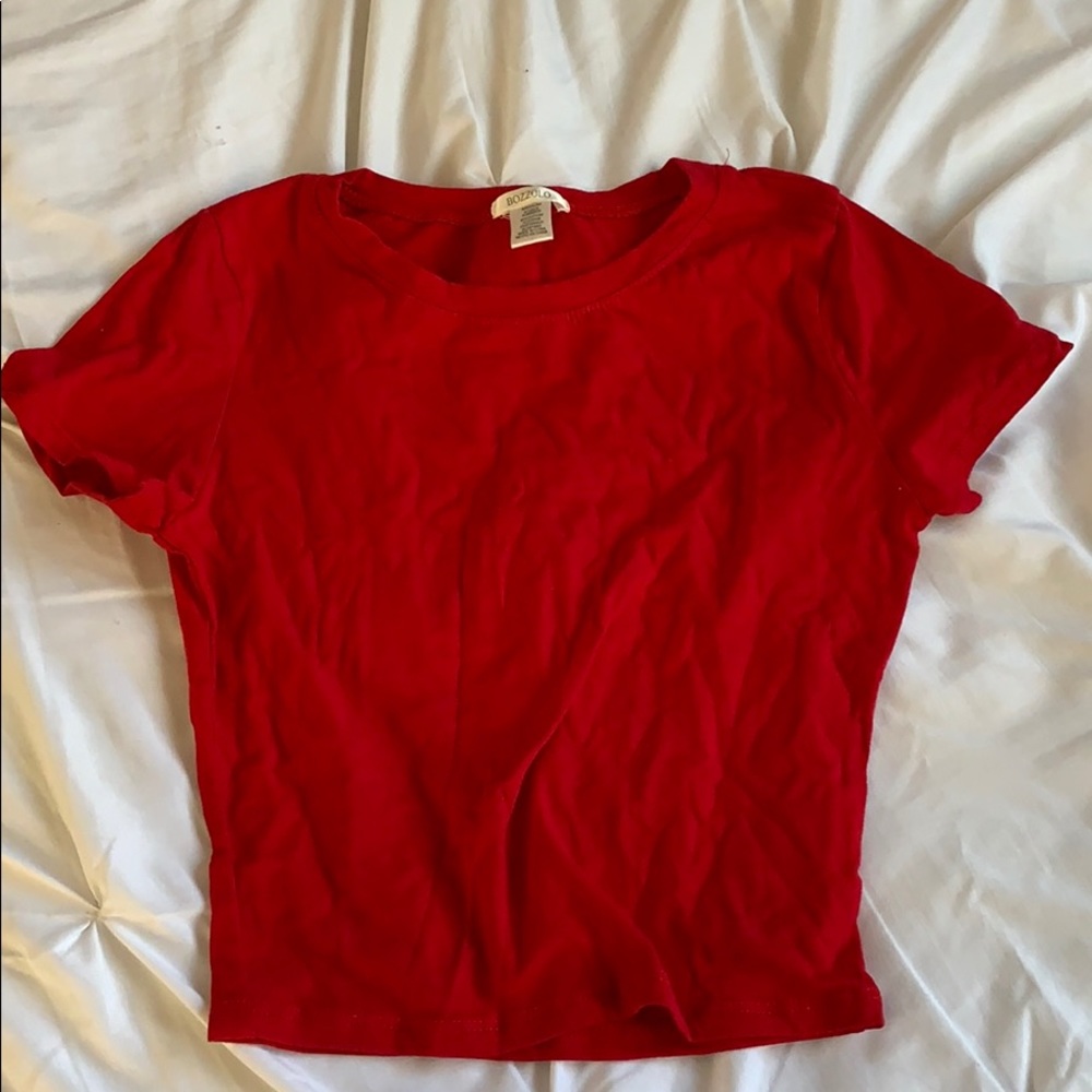 basic red crop top shirt